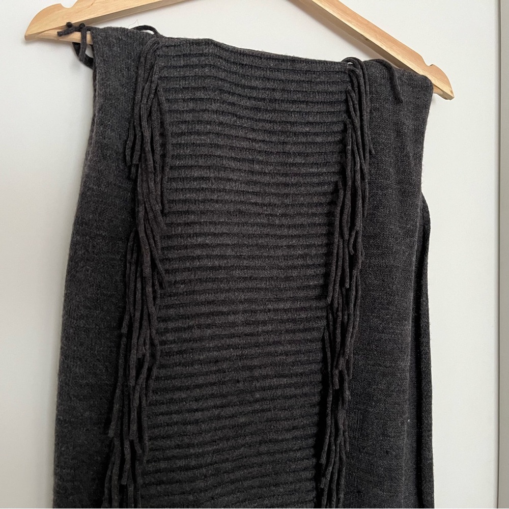 Zara drapey fringe multi-textured knit scarf, grey, 16" x 98"